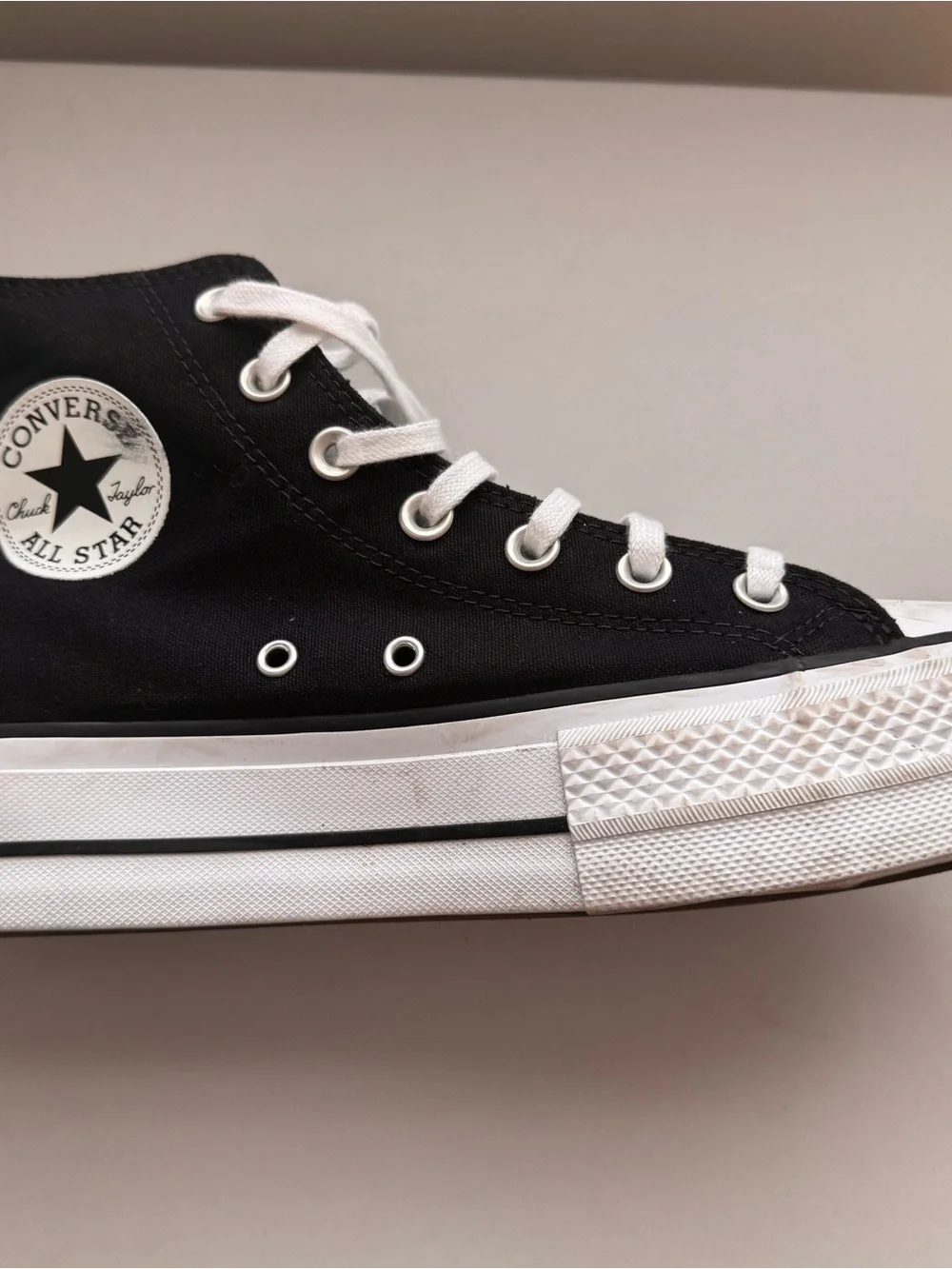 Converse Black and White High Top All Star Sneakers - Picture 5 of 6
